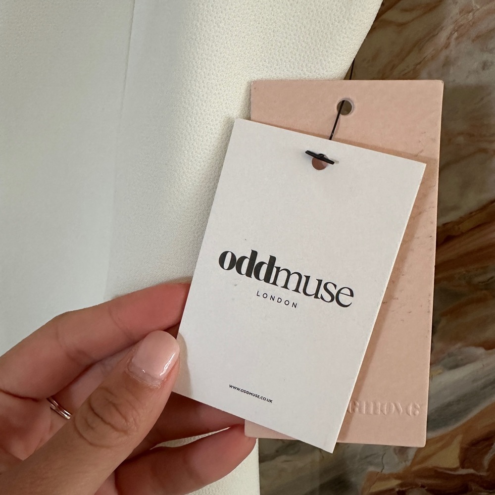 NWT Odd Muse London The Ultimate Muse Pearl Trim Midi Dress White Size XS - Picture 9 of 16